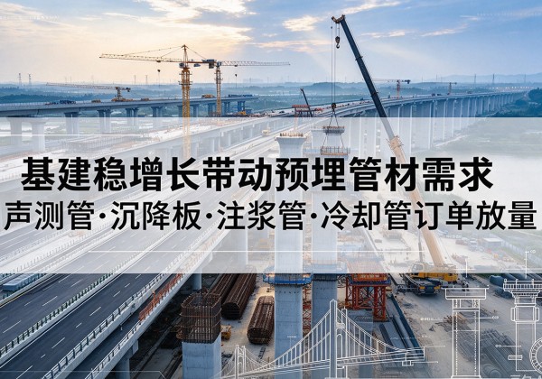 绵阳基建稳增长带动预埋监测管材需求，声测管、沉降板、注浆管订单持续放量